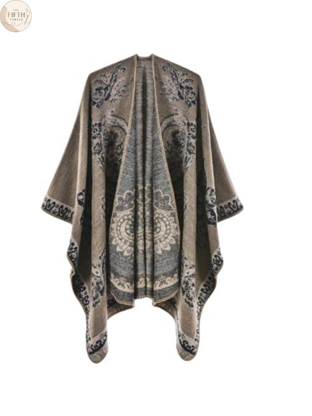 Lacavocor Womens Reversible Shawl Wrap Poncho Cape Cardigan Open Front